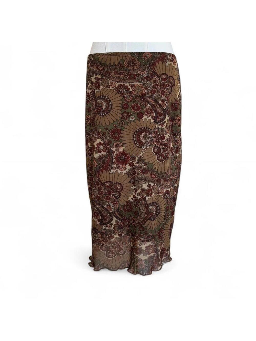Y2K paisley micromesh midi skirt Sz. M